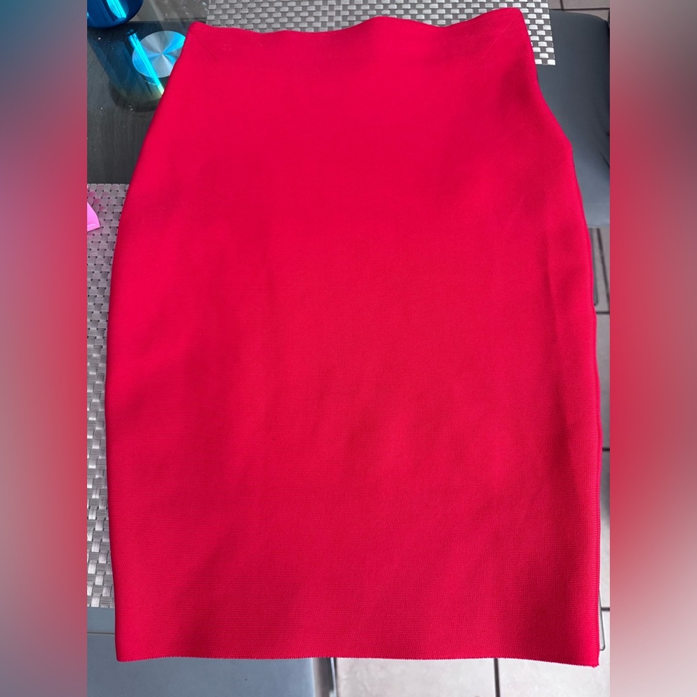Vibrant Red Pencil Skirt